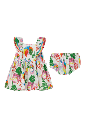Printed Dress and Bloomers Set